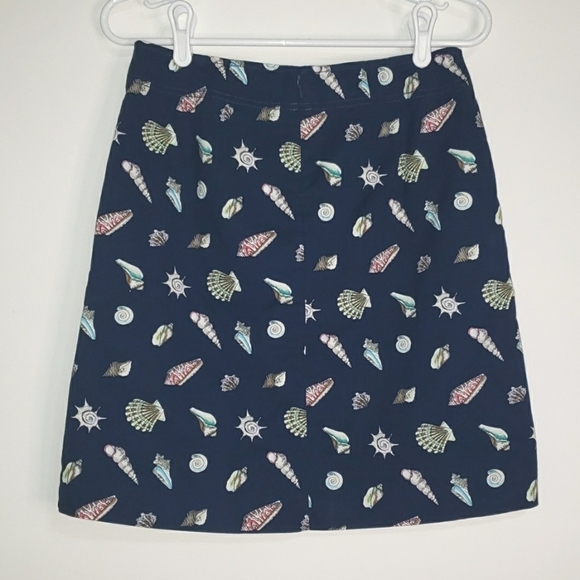 TALBOTS Petites Navy Blue Skirt Women's 4P Seashells Pockets Coastal Preppy - Picture 4 of 11